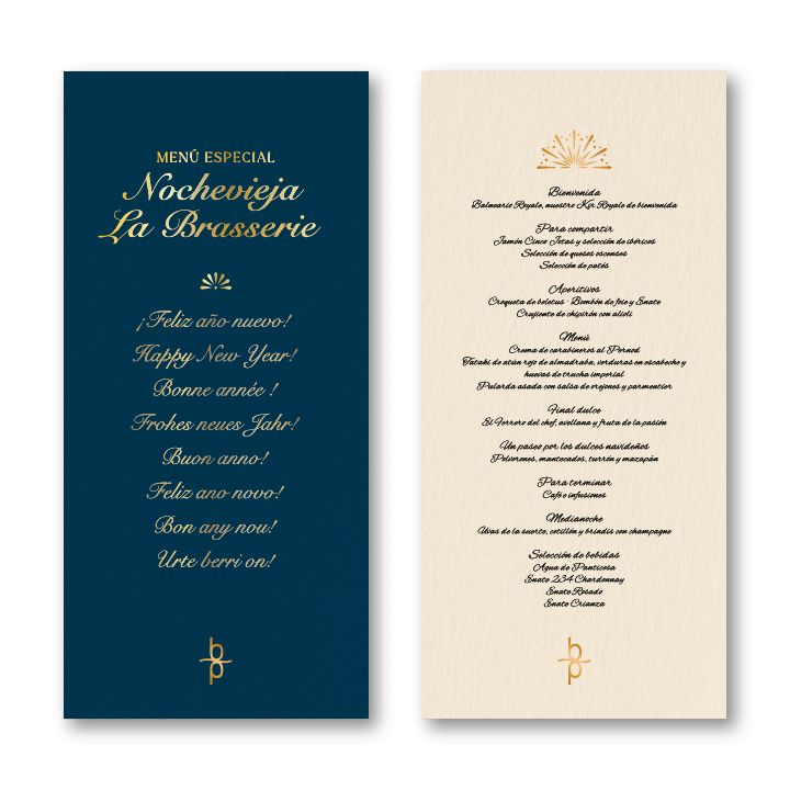 Menú Nochevieja - Restaurante La Brasserie